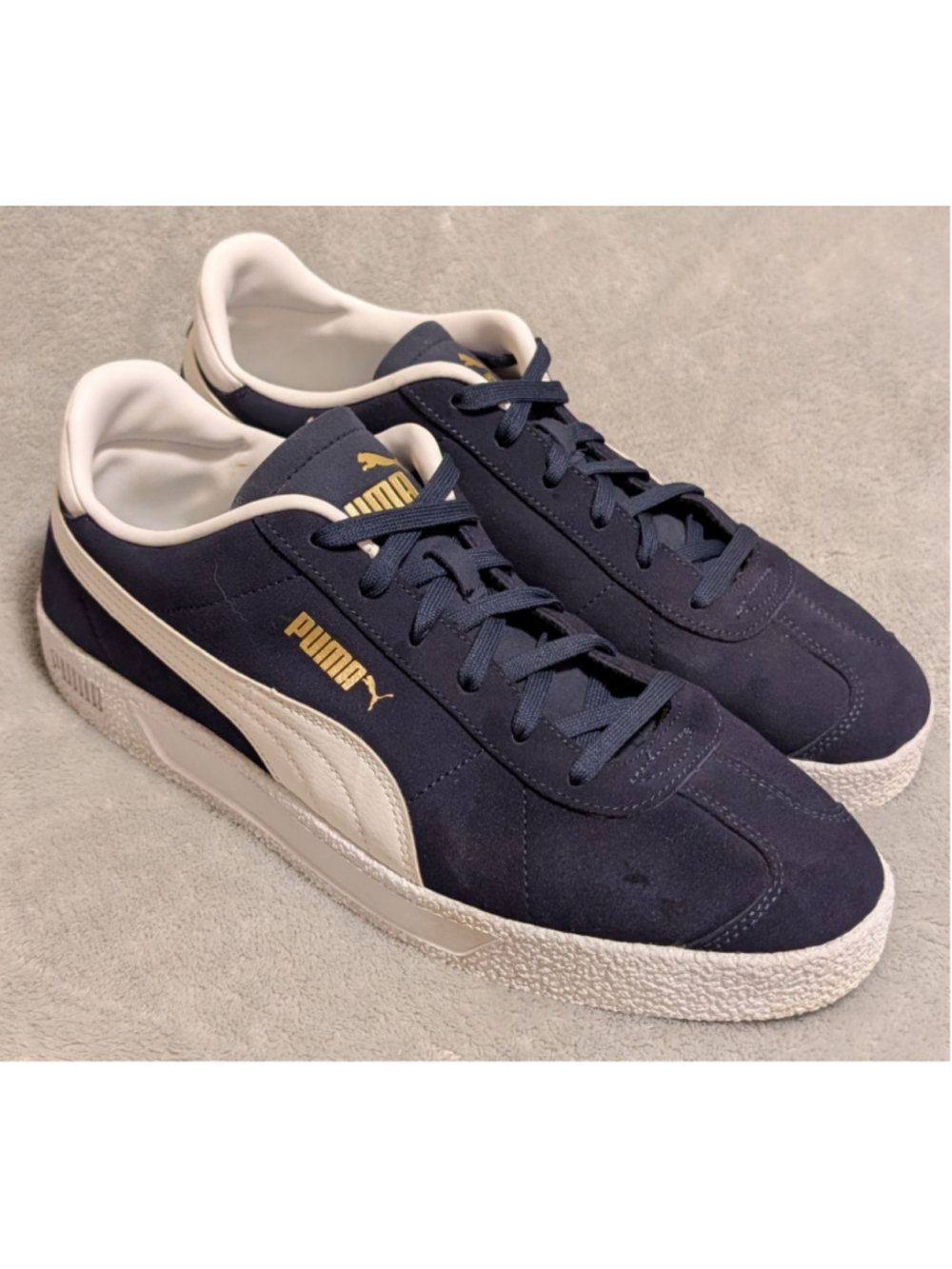 Puma Club Suede Sneakers Navy and White US Men's Size 12 P16
